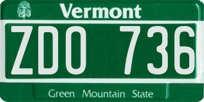 VT license plate ZDO736
