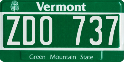 VT license plate ZDO737