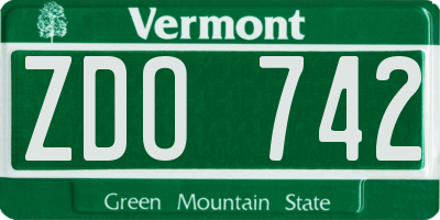 VT license plate ZDO742