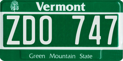 VT license plate ZDO747
