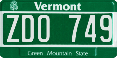 VT license plate ZDO749