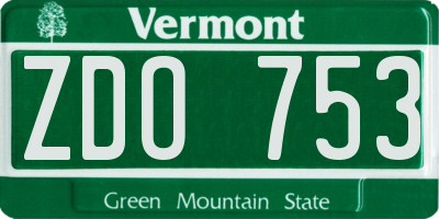 VT license plate ZDO753