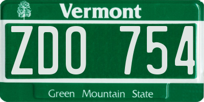 VT license plate ZDO754