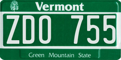 VT license plate ZDO755