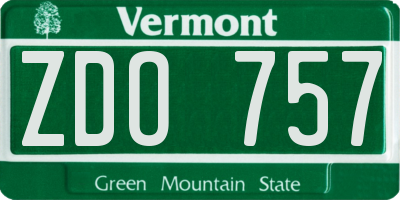 VT license plate ZDO757