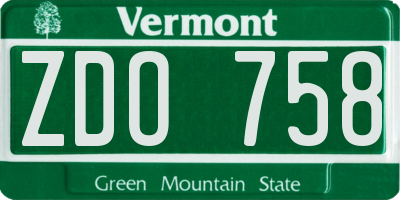 VT license plate ZDO758