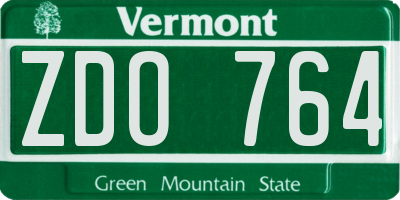 VT license plate ZDO764