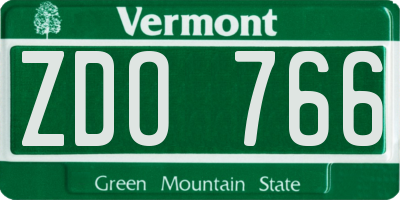 VT license plate ZDO766