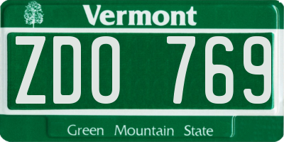 VT license plate ZDO769