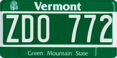 VT license plate ZDO772