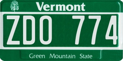 VT license plate ZDO774