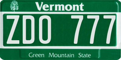VT license plate ZDO777