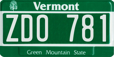 VT license plate ZDO781