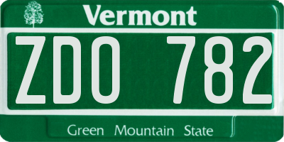 VT license plate ZDO782
