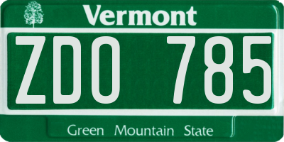 VT license plate ZDO785
