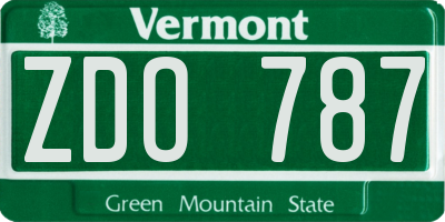VT license plate ZDO787