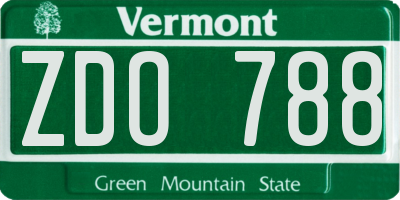 VT license plate ZDO788