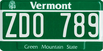 VT license plate ZDO789