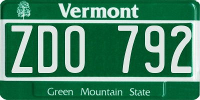 VT license plate ZDO792