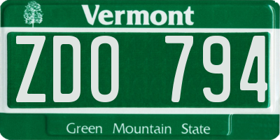 VT license plate ZDO794