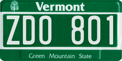 VT license plate ZDO801