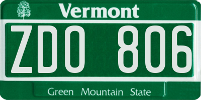 VT license plate ZDO806