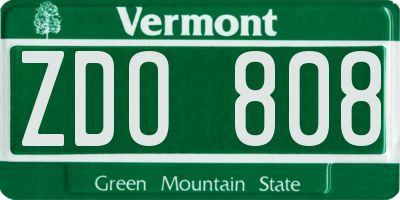 VT license plate ZDO808