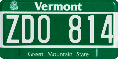 VT license plate ZDO814