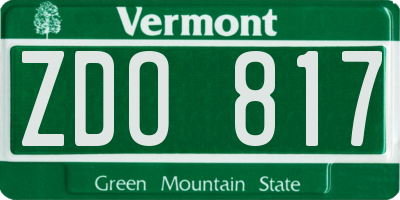 VT license plate ZDO817