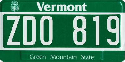 VT license plate ZDO819