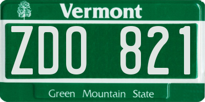 VT license plate ZDO821