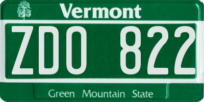 VT license plate ZDO822