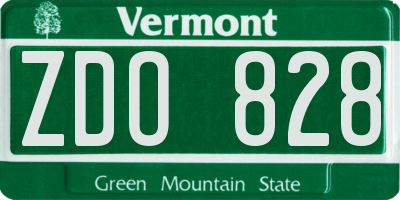 VT license plate ZDO828