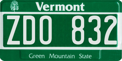 VT license plate ZDO832