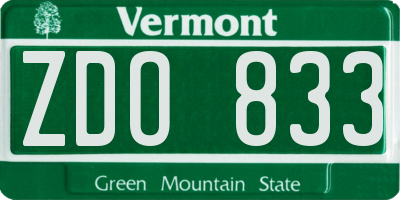 VT license plate ZDO833