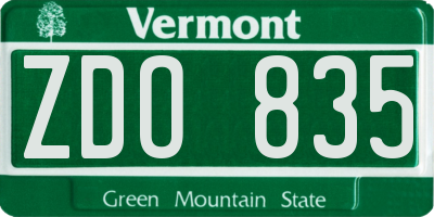 VT license plate ZDO835
