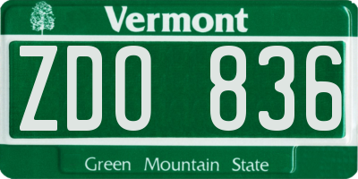 VT license plate ZDO836