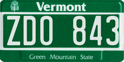 VT license plate ZDO843