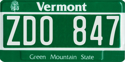 VT license plate ZDO847