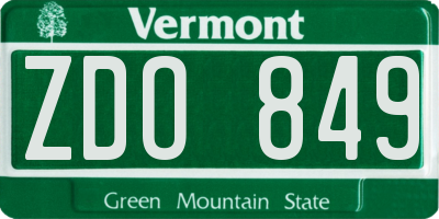 VT license plate ZDO849