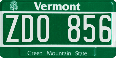 VT license plate ZDO856