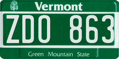 VT license plate ZDO863