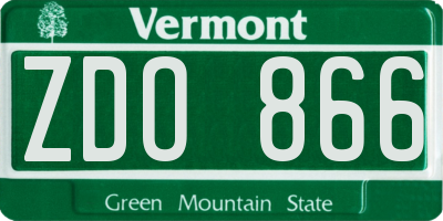 VT license plate ZDO866