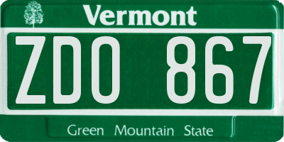 VT license plate ZDO867