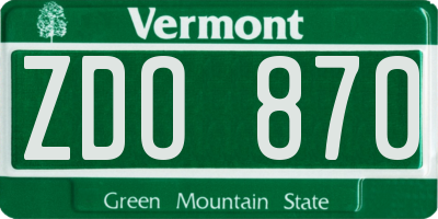 VT license plate ZDO870