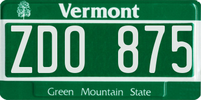 VT license plate ZDO875