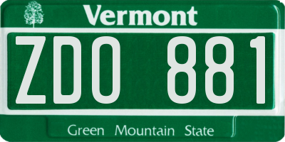 VT license plate ZDO881