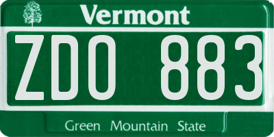 VT license plate ZDO883