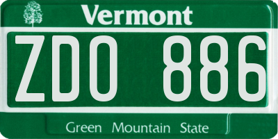VT license plate ZDO886