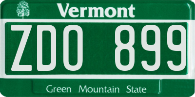 VT license plate ZDO899